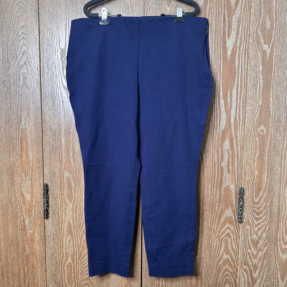 Lauren Ralph Lauren Navy Blue Side Zip Tapered Ankle Pants 18W Business Casual